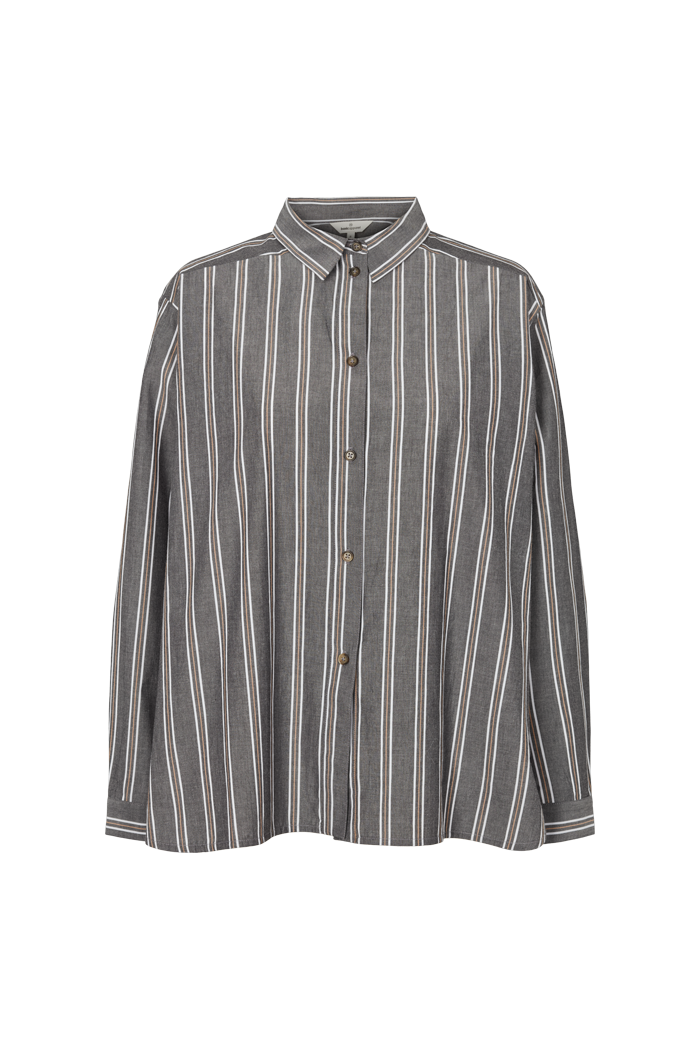 Basic Apparel Ray Shirt Skjorter 632 Black / bright white / tobacco brown
